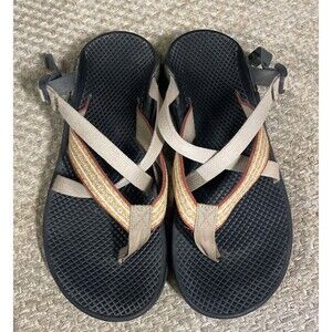 Chaco Z Women Sandals Orange Tan Strappy Vibram Sole 8M Hiking Outdoor Adventure